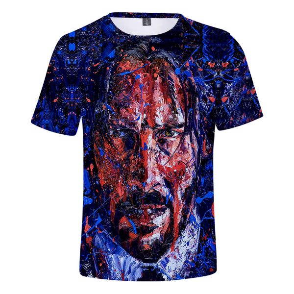 

john wick 3 print t shirt male/female personality o-neck harajuku short sleeve t-shirt streetwear, White;black