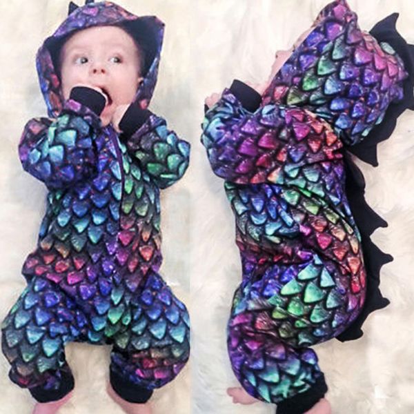 

cartoon dragon baby clothes infant boy&girl hooded long sleeve baby rompers jumpsuit clothes outfit new born baby clothes, Blue