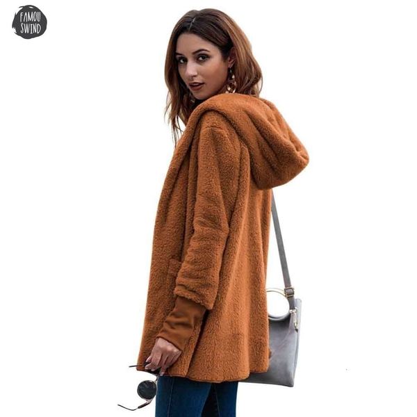

long pocket fashion womens sweater cardigan women warm fur coat autumn winter jumper women streetwear overcoat femme hiver, White;black