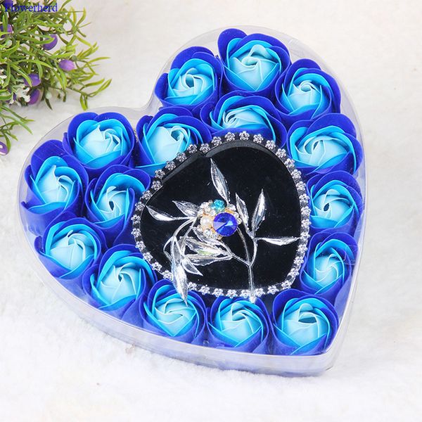 

16 soap flowers ring heart-shaped rose gift box christmas creative gift wedding celebration heart scented bath petal rose