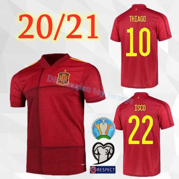 

S 4xl 2020 pain occer jer ey home 20 21 cami eta de fÃºtbol ergio a inie ta koke ramo i co national team football uniform hirt, Black;yellow