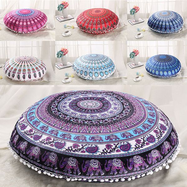 

mandala plush pillow covers cushion cover round bohemia throw pillowcase cushion cover home office sofa car decoration dhl hh7-2058
