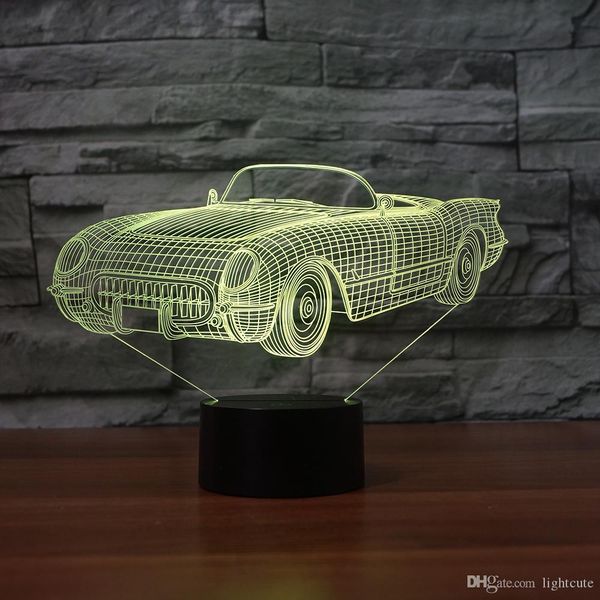 

Chevrolet Corvette 3D Illusion Night Light Touch 7 Изменение цвета домашнего декора Девочка Мальчик све