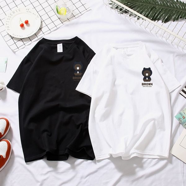 

women's t-shirt fashion summer new letter printing casual round neck loose couple dress short sleeve men's t-shirt size s-2xl, White