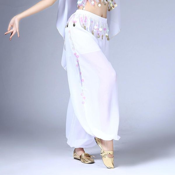 

missky women loose pants with sequins for belly dance performance, Black;red