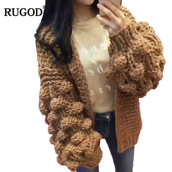 

rugod new loose lantern sleeve knitted cardigan sweaters women fashion shrug sweater 2017 autumn winter warm short jacket blouse, White;black