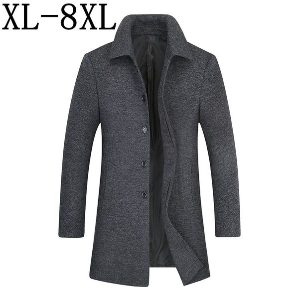 

size 8xl 7xl 6xl winter long wool coat men 2019 new mens thicken jacket business casaco masculino casual trench mens overcoat, Black