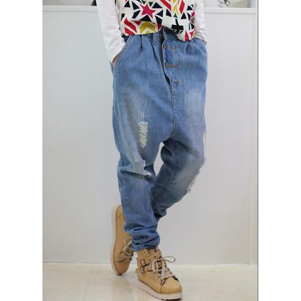 

men's jeans men harem denim pants american baggy jeans loose trousers shierxi, Blue