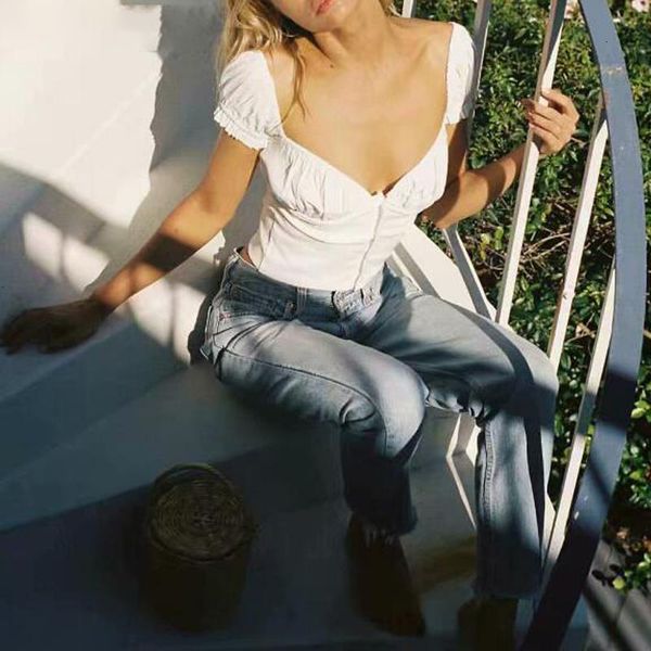 

женские топы женская блузы кнопка женщины блузка лето с коротким рукавом top белый корейский моды одежда черная рубашка летняя женская одежд, White