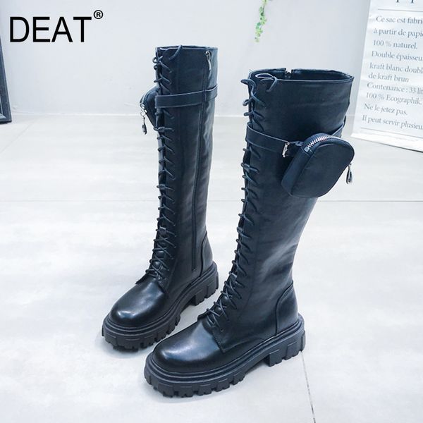

deat] 2019 round toe detachable backpack patent leather velvet women long tube boots new autumn winter fashion tide 10f077, Black