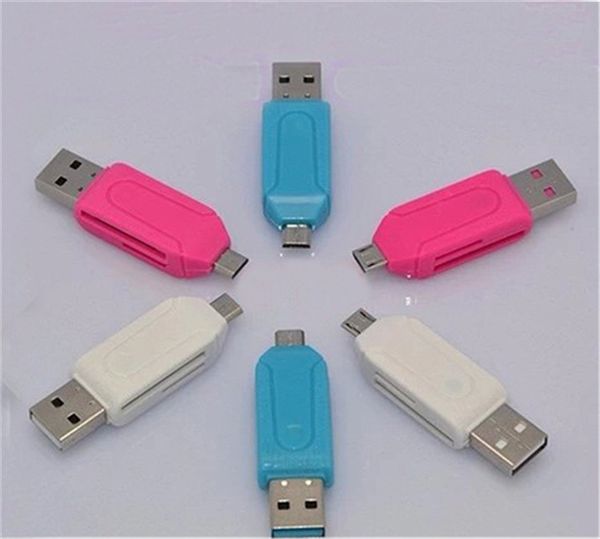 

2 в 1 USB мужчина к Micro USB двойной слот OTG адаптер с TF / SD кард-ридер для Android смартфон пл