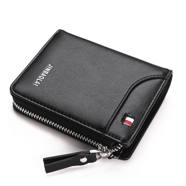 

wallet card holder men wallets zipper coin pocket sample solid men leather wallet card holder male purse cartera, Red;black