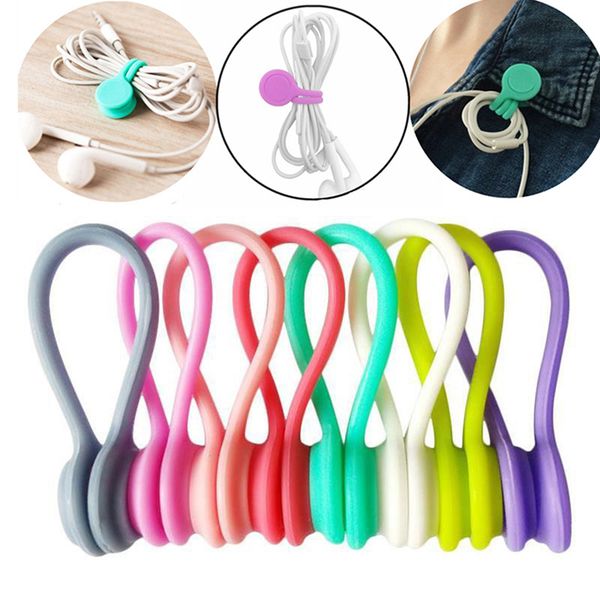 

earphone cord winder cable holder organizer clips multi function durable magnetic cable clips silicone cable straps band clips