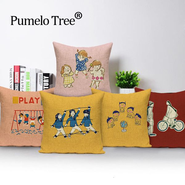 

color cartoon cushion cover yellow cushions decor farmhouse home decoration bed child custom 45*45 throw pillow for chair car