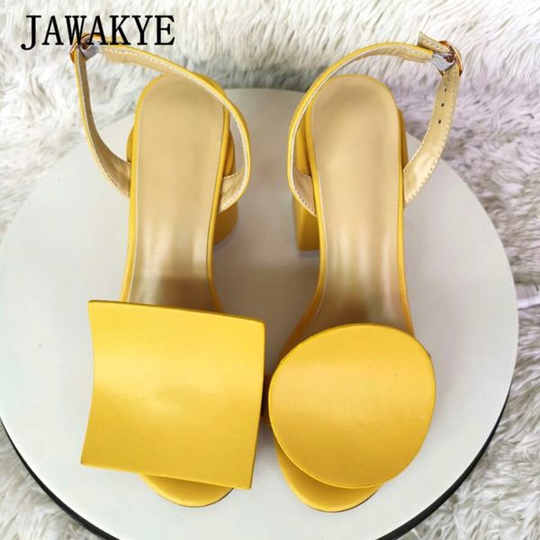 

fashion square circle asymmetry high heels sandals women summer party shoes candy color individuality footwear zaptos mujer c17, Black