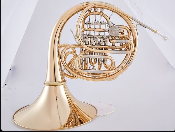 

beautiful bach 4 keys bb/f double french horn brass gold colour professional musical instrument with case