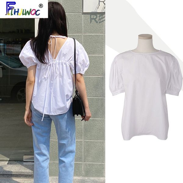 

japanese korea chic women flhjlwoc preppy style girls bow tie white shirt cute sweet back bow tie blouse 5212