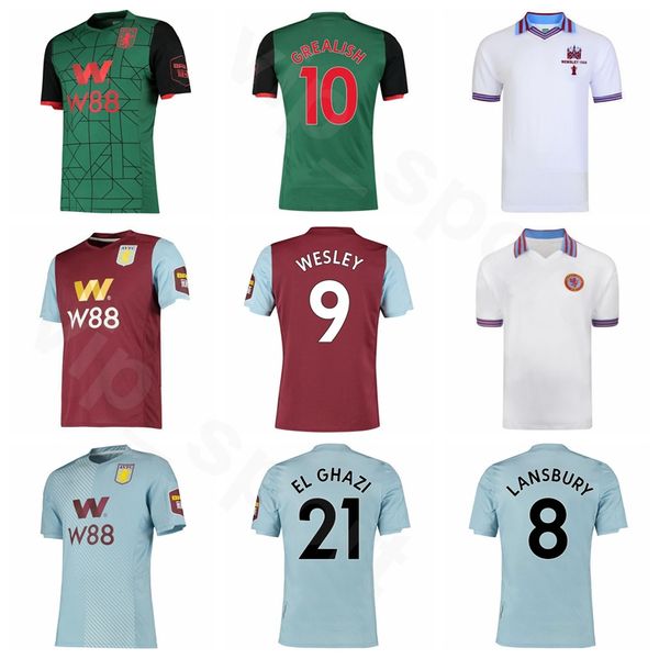 

aston villa 2019 2020 soccer 21 anwar el-ghazi jersey men home 10 jack grealish 9 wesley moraes 14 conor hourihane football shirt kits, Black;yellow