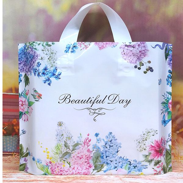 

50pcs floral thick plastic carry bag wedding party gift bag shopping