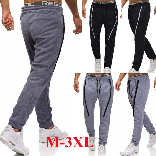 

спортивный стиль мужские повседневные хлопчатобумажные брюки jogger спорт фитнес тренировочные брюки длинные брюки днища, Black