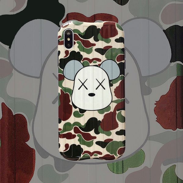

brand kaws phone case camouflage bear for iphone xs max xr 6 7 8 x plus imd process tpu soft cell phone cases