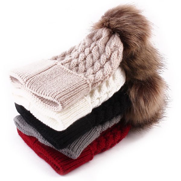 

baby toddler girls boys warm winter knit beanie fur pom hat crochet ski ball cap