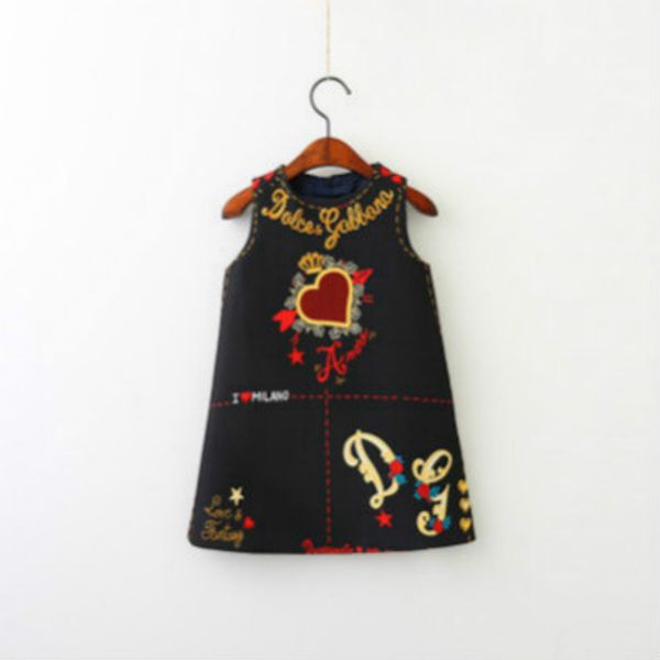 

children designer dress girls brand princess dresses girls fashion print dress kids luxury summer skirts 2 colors kids dress wholesale, Red;yellow