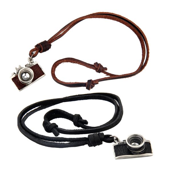 

2-pack p camera shape pendant charms leather necklace jewelry 74cm long, Silver