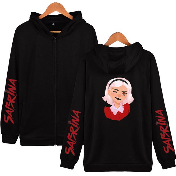 

sabrina 2d new clothes print 2019 long sleeve zipper hoodies sweatshirt women and men casual k-pops hooded clothes, Black