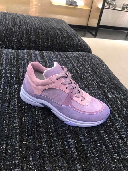 

2019 New Luxury France Brand Suede Leather Casual Shoes Women Designer Sneakers Genuine Fashion Mixed Tennis Color Sneaker Shoe 45xin190413