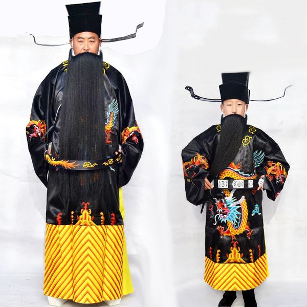 

chinese ancient minister outfit drama costume oriental art stage wear classical opera clothes hanfu male festival performance apparel, Black;red