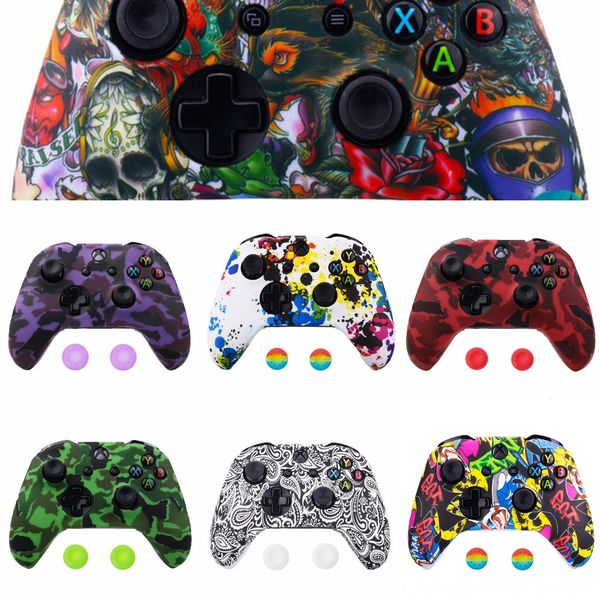 

yiage for xbox s one x controller case soft silicone cases comfortable gamepad skin printing rubber joystick cover & 2 analog capsdhl