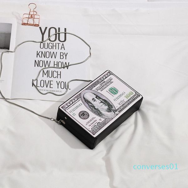 

chic dollar print box women shoulder bags designer chains crossbody bag luxury pu leather small square purses ladies clutch bag co01