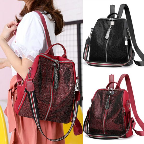 

new 2019 mens women solid black zipper large size leather travel work schoolbag backpack