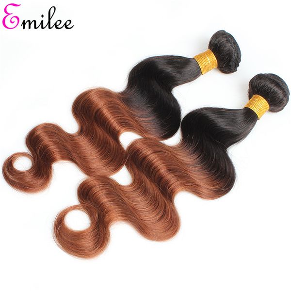

emilee vietnamese body wave brown hair bundles 1b/30 ombre human hair weave bundles 1b 30 remy hair extensions, Black