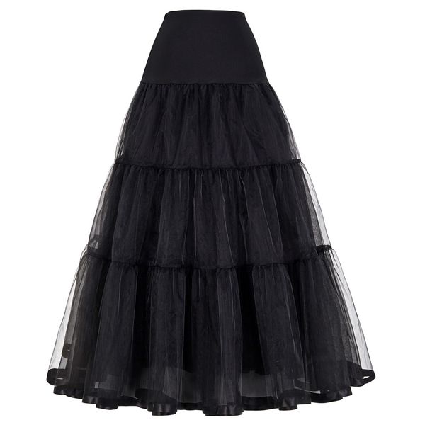 

women black red retro skirt for wedding fashion vintage long skirts crinoline underskirt ball gown empire voile tulle petticoat