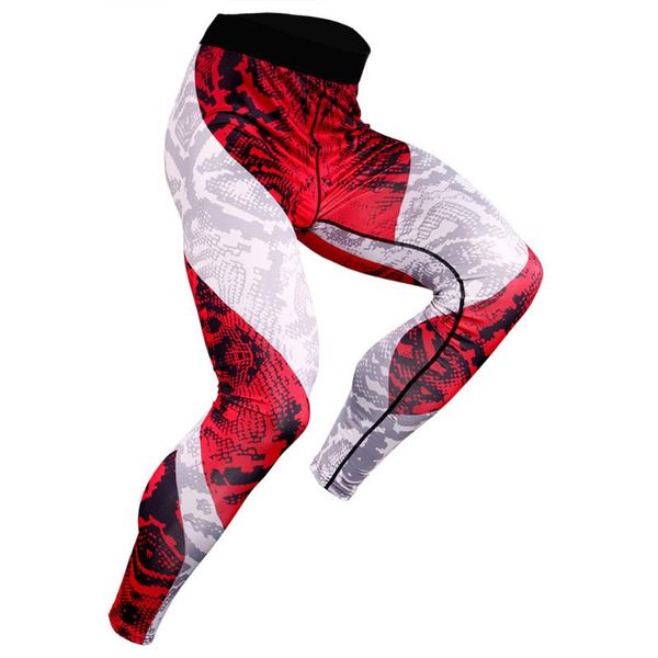 

men training compression print quick dry polyester running tights bodybuilding sports wear autumn winter high elastic jogging, Black;blue