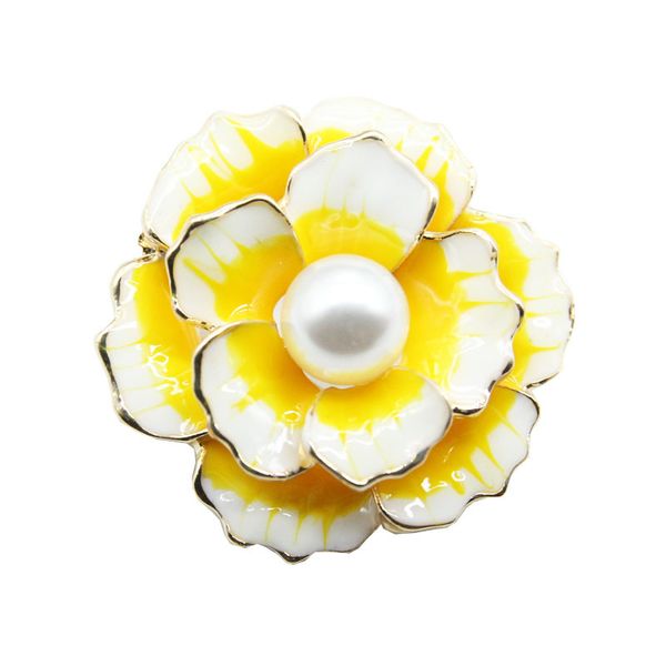 

zhang oil drop camellia flower pearl set brooch grade coloured drawing corsage ceremony banquet anniversary, Gray