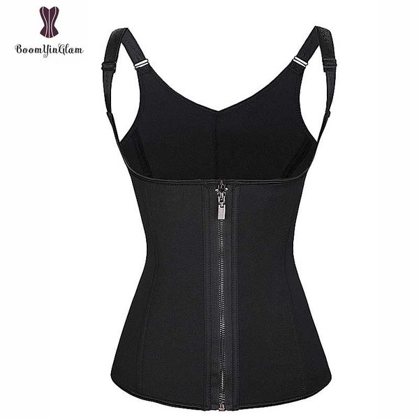

zipper corset waist trainer sauna sweat gym sports waist protection neoprene korset spiral steel boned plus size 6xl gorset hot, Black;white