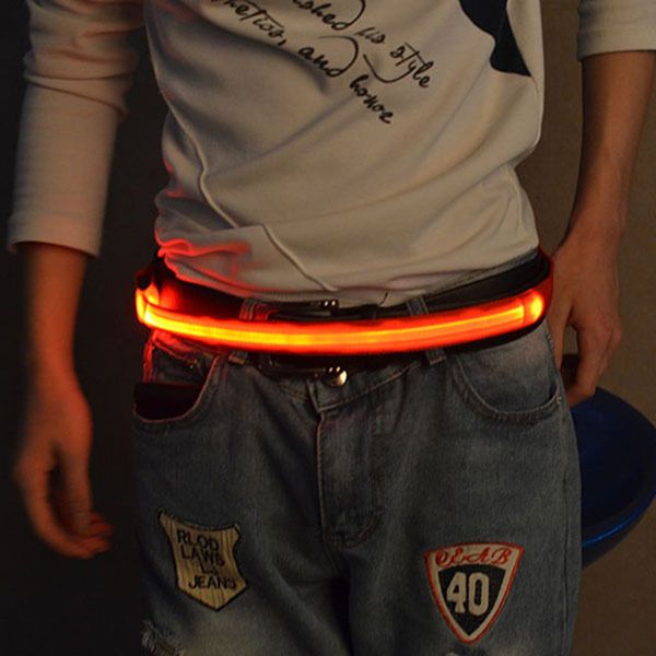 Tragbarer reflektierender Sicherheitsgurt, Polyester, LED, leuchtend, Unisex, 40–100 cm, LED-reflektierendes Armband, Belft, Fahrrad, Joggen, Laufen