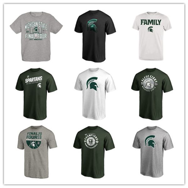 

t shirt ncaa michigan state university branded men's basketball jerseys sport college t-shirt outdoor wear black grey printed logos