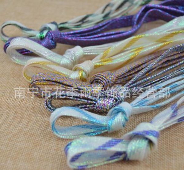 

new arrival 110cm /43" stripes metallic glitter shoelaces shoe laces string f. sneaker casual shoes shoelace, Black