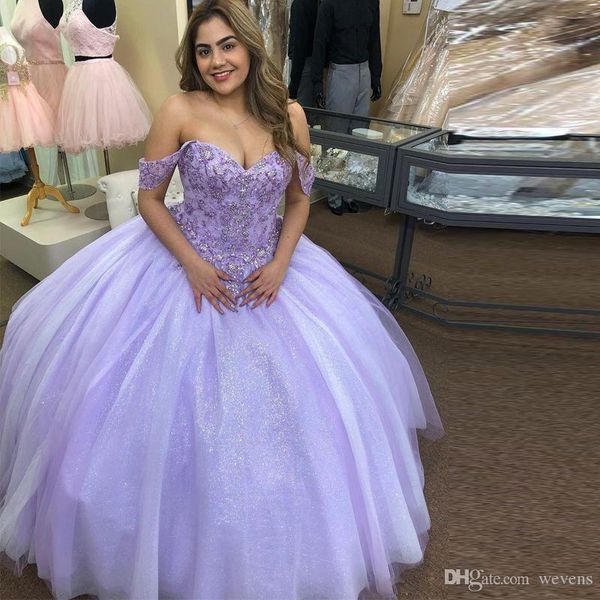 

очаровательные сирень бальное платье quinceanera пром платья с плеча кружева аппликациями из бисера блестками тюль юбка специального случая, Blue;red