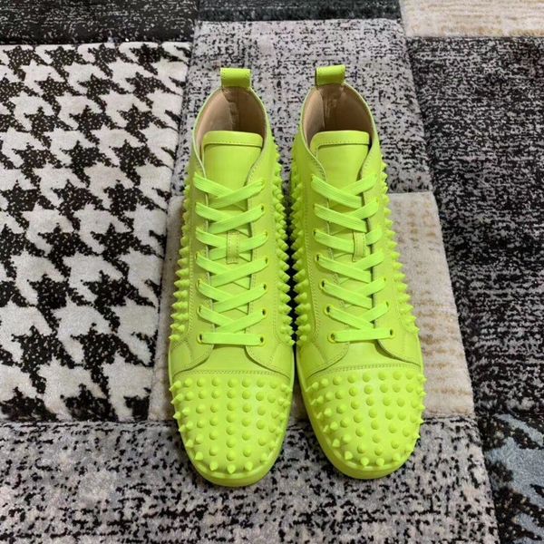 

yellow genuine leather rivets sneakers shoes red bottom high cut man shoes,popular spikes brand men party wedding outdoor style casaul, Black