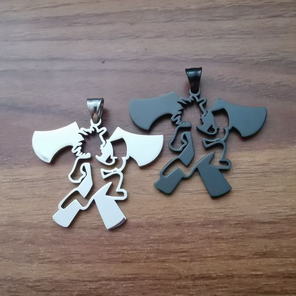 

silver / black fashion mens jewelry icp double hatchet man pendant stainless steel ball beads necklace 30''