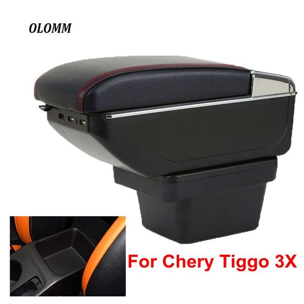 

armrest box for chery tiggo 3x usb charging heighten double layer central store content cup holder ashtray accessories