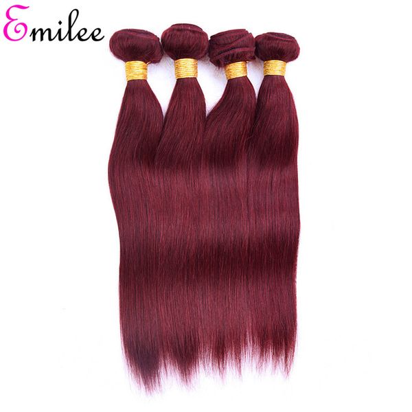 

emilee peruvian pre-colored ombre hair weave bundles 99j straight remy hair human hair bundles #99j 12 inch, Black