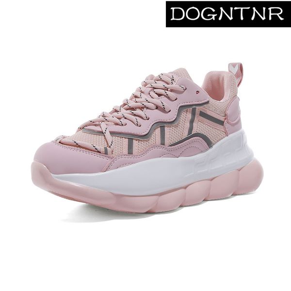 

sepatu wanita платформа розовых кроссовки женщины весна 2020 толстые bottom 7см каблуки повседневная обувь женщина вулканизация квартира muj