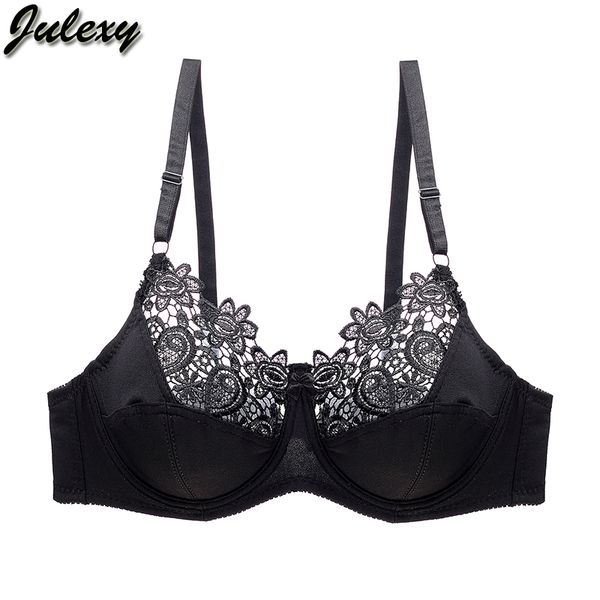 

julexy ultra-thin plus size women bra hollow out bralette soutien gorge femme solid lace underwear brassiere, Red;black