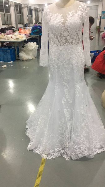 

2019 coop neck arabic mermaid wedding dre e long leeve applique beaded wedding gown robe de mariee